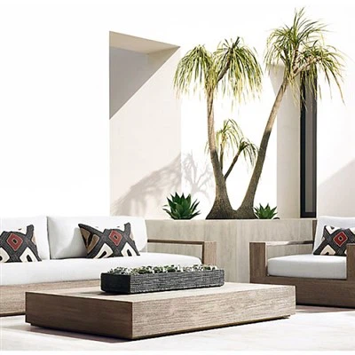 סט ספות גן טיק עם שולחן קפה